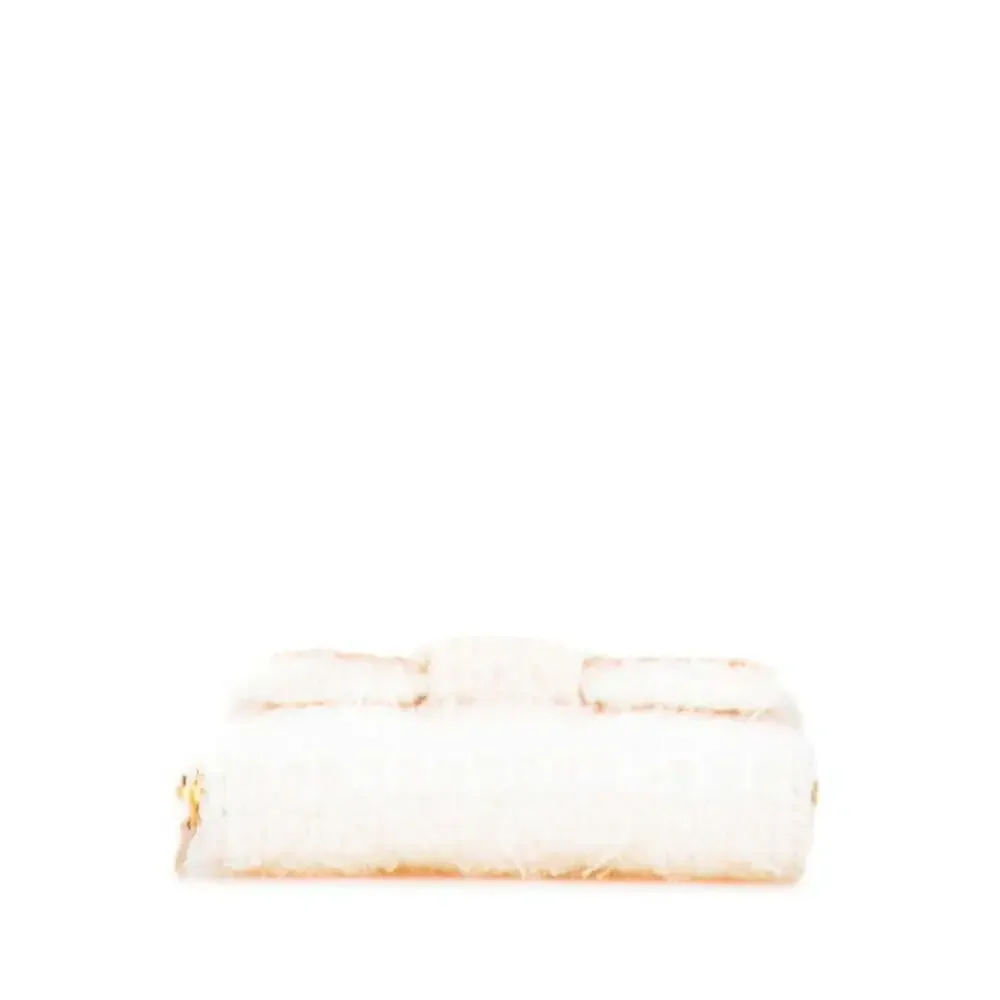 CHANEL Authentic White Leather Logo Wallet